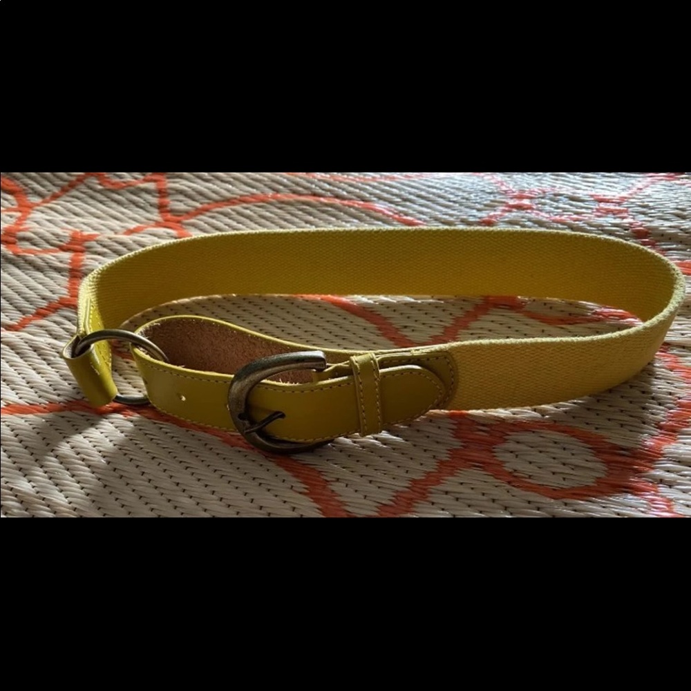 TIBI - Ladies Yellow Leather Canvas Belt - Size XS